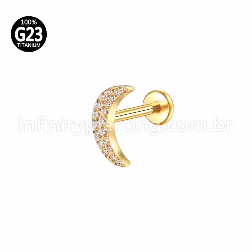 Piercing Labret Titânio Lua Zircônia