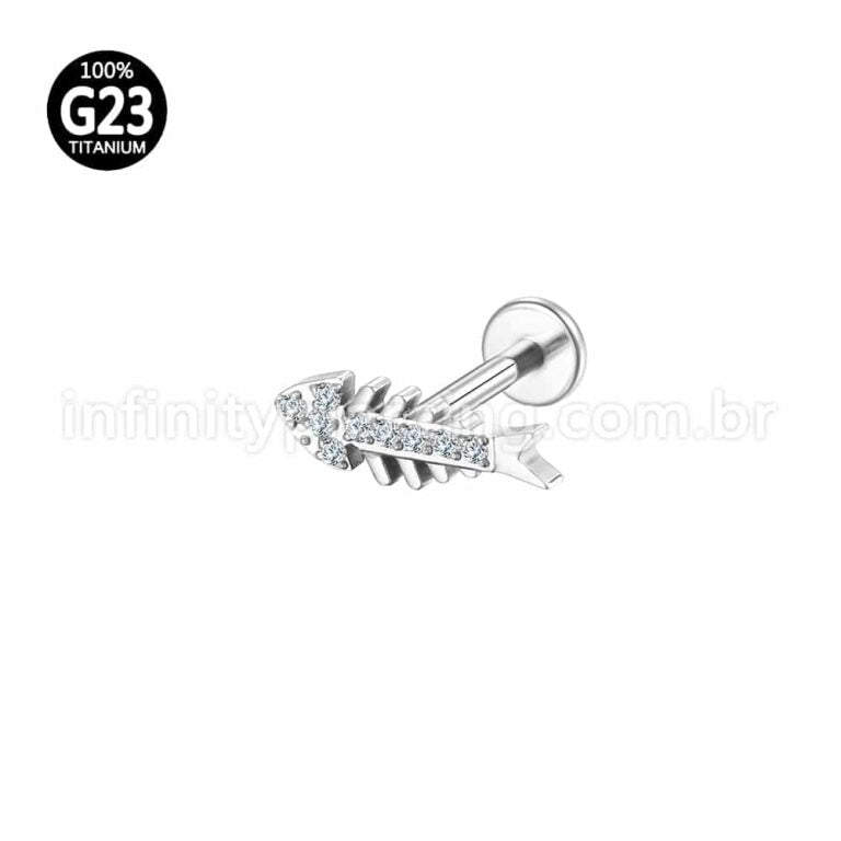 Piercing Labret Titânio Espinha Peixe Zircônia