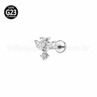 Piercing Labret Titânio Flor Zircônia