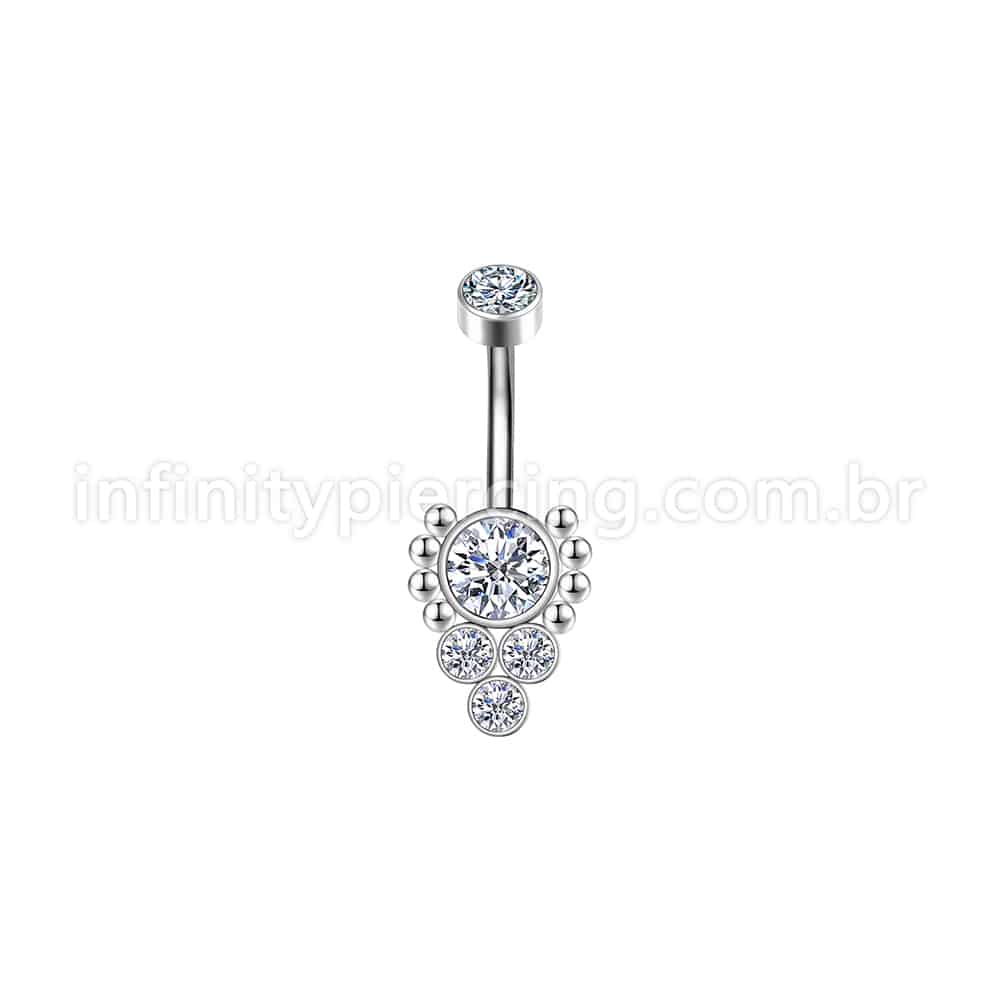 Piercing Banana Aço Cirúrgico Indiano Strass