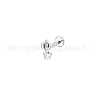 Piercing Labret Aço Cirúrgico Cacto Com Zircônia
