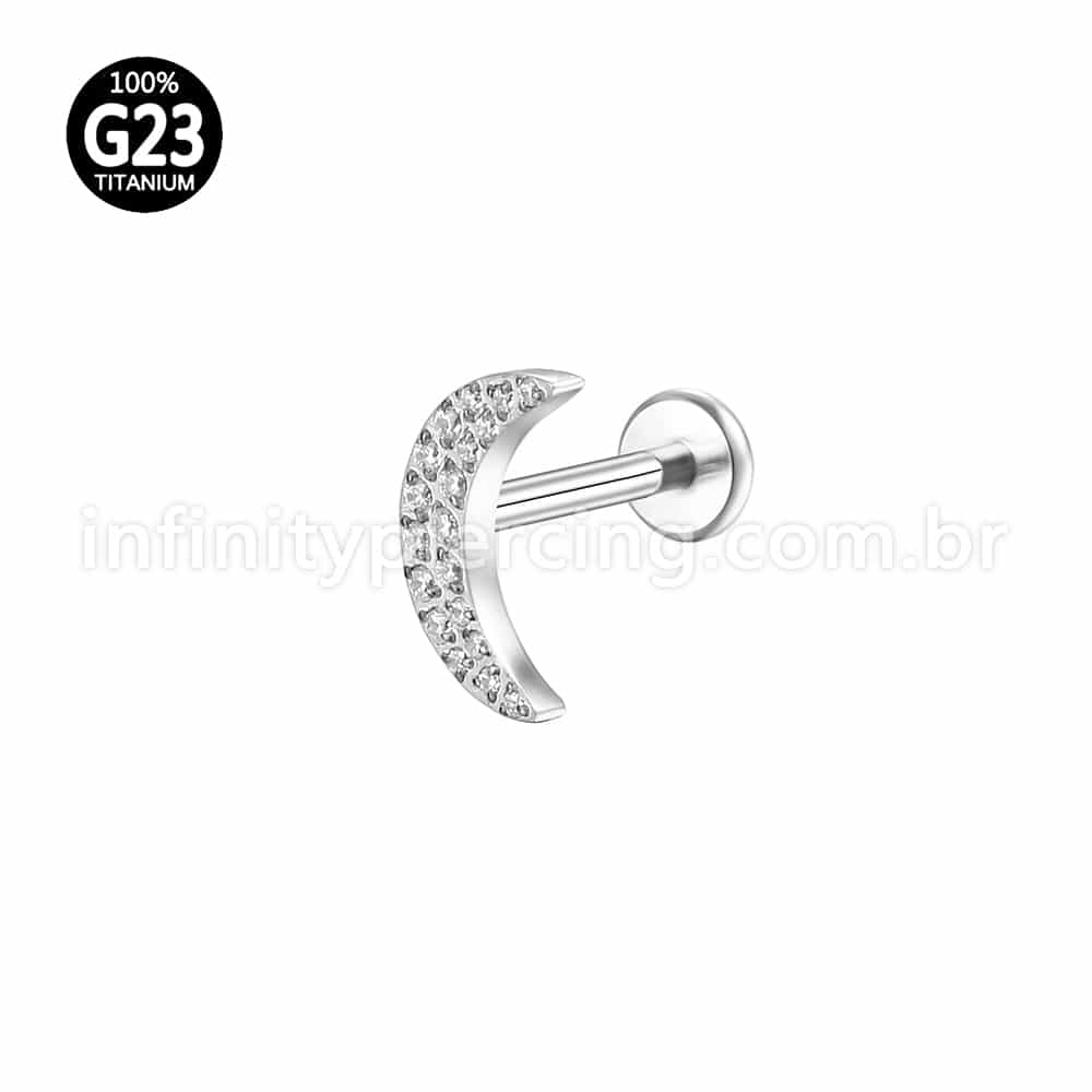 Piercing Labret Titânio Lua Zircônia