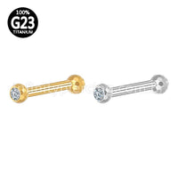 Piercing Barbell Titânio Lapidada Com Zircônia Cravada Rosca Externa