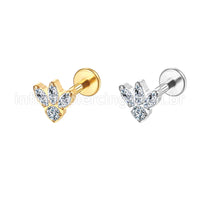 Piercing Labret Aço Cirúgico 4 Zircônias