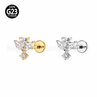 Piercing Labret Titânio Flor Zircônia
