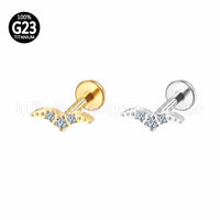 Piercing Labret Titânio Bigode 3 Zircônias Cravejadas