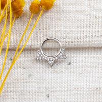 Piercing Argola Segmento Articulado Aço Cirúrgico Zircônia Cravejada