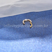 Piercing Argola Titânio Zircônia Coração Cravejada