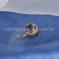 Piercing Argola Aço Cirúrgico Segmento Articulado 2 Fileiras Zircônia Cravejada