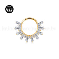Piercing Argola Titânio Segmento Articulado Zircônia Cravejada