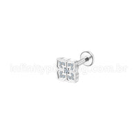 Piercing Labret Ponto De Luz Titânio Zircônia 1,2X6x3 10208