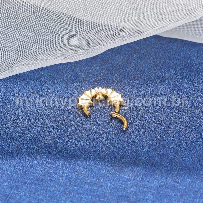 Piercing Argola Titânio Morcego Zircônia Cravejada