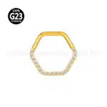 Piercing Argola Titânio Hexagonal Zircônia Cravejada