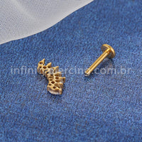 Piercing Labret Aço Cirúrgico Cluster  Zircônia Cravada