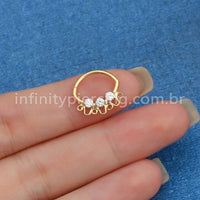 Piercing Argola Aço Cirúrgico Zircônia Cravejada
