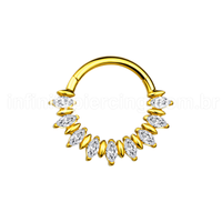 Piercing Argola  Aço Cirúrgico Segmento Articulado Zircônias Oval