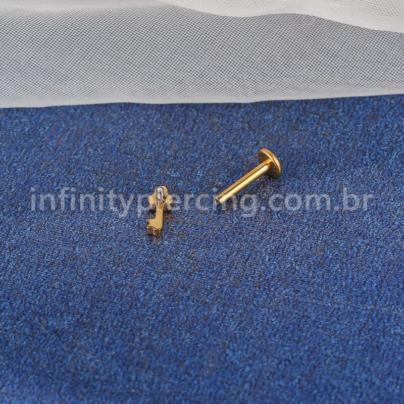 Piercing Labret Aço Cirúrgico Chave Zircônia Cravejada