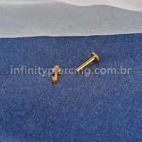 Piercing Labret Aço Cirúrgico Chave Zircônia Cravejada