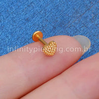 Piercing Labret Titânio Coração Detalhado