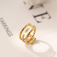 Piercing Argola Titânio Segmento Articulado 1 Fileira Zircônia / 2 Fileiras Lisas