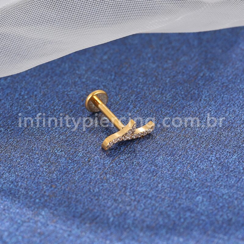 Piercing Labret Titânio Onda Zircônia