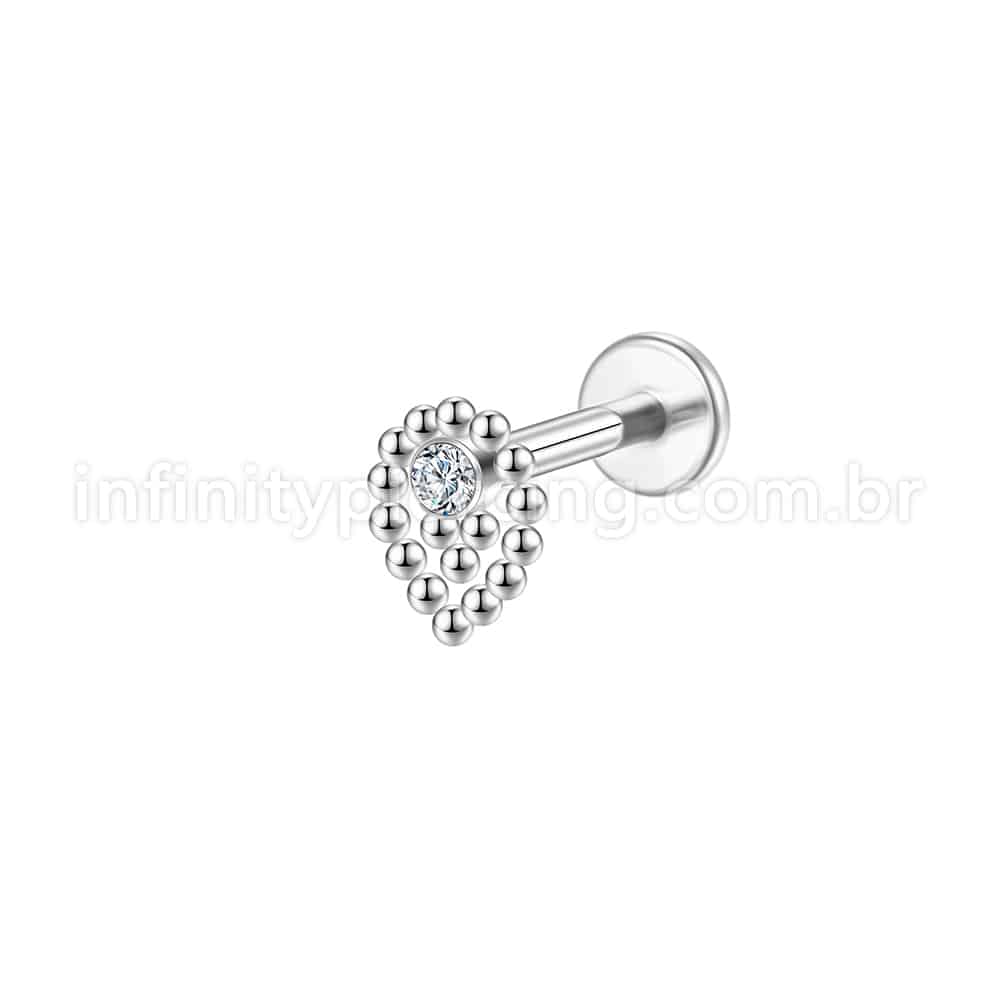 Piercing Labret Aço Cirúrgico Gota Zircônia