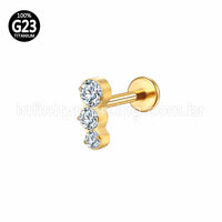 Piercing Labret Titânio Zircônia Cravejada