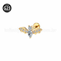 Piercing Labret Titânio Rosca Interna Morcego