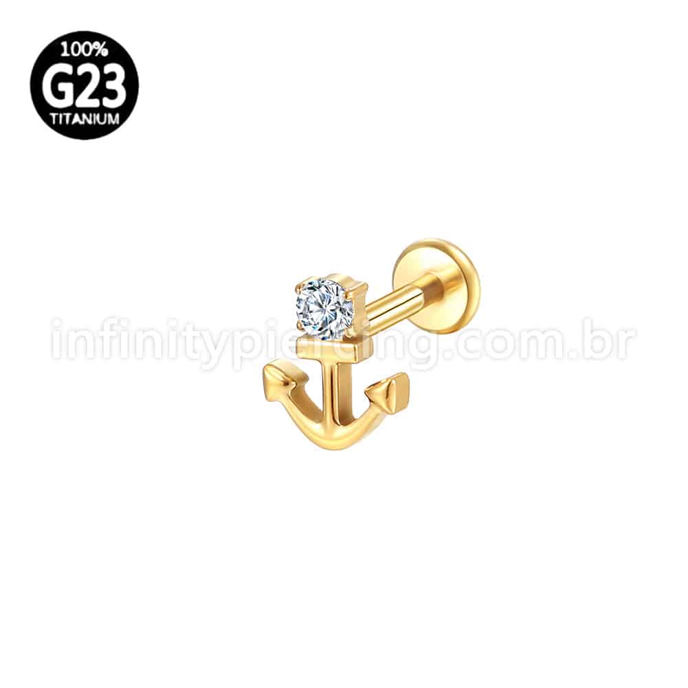 Piercing Labret Titânio Ancora Com Zircônia