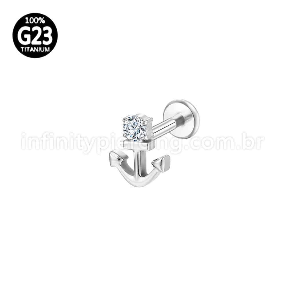 Piercing Labret Titânio Ancora Com Zircônia