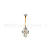 Piercing Banana Aço Cirúrgico 5 Zircônias Cravada
