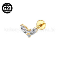 Piercing Labret Titânio Zircônia Cravejada