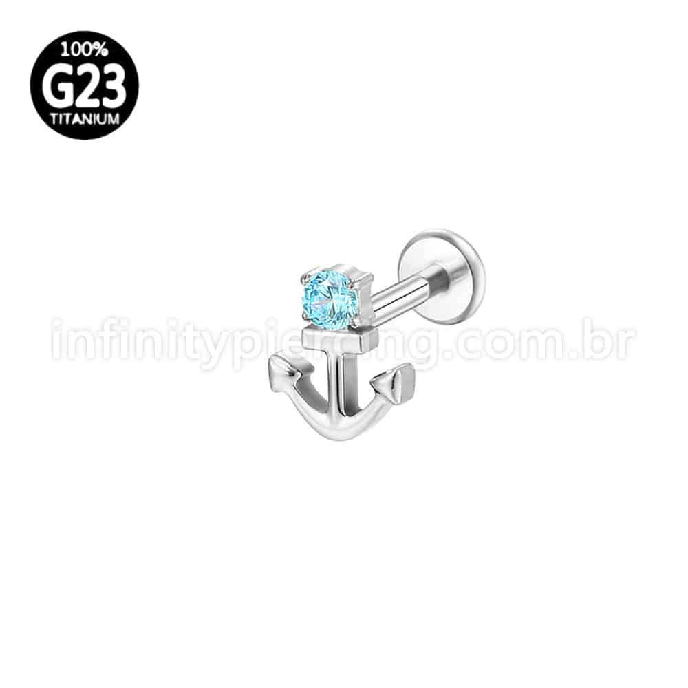 Piercing Labret Titânio Ancora Com Zircônia