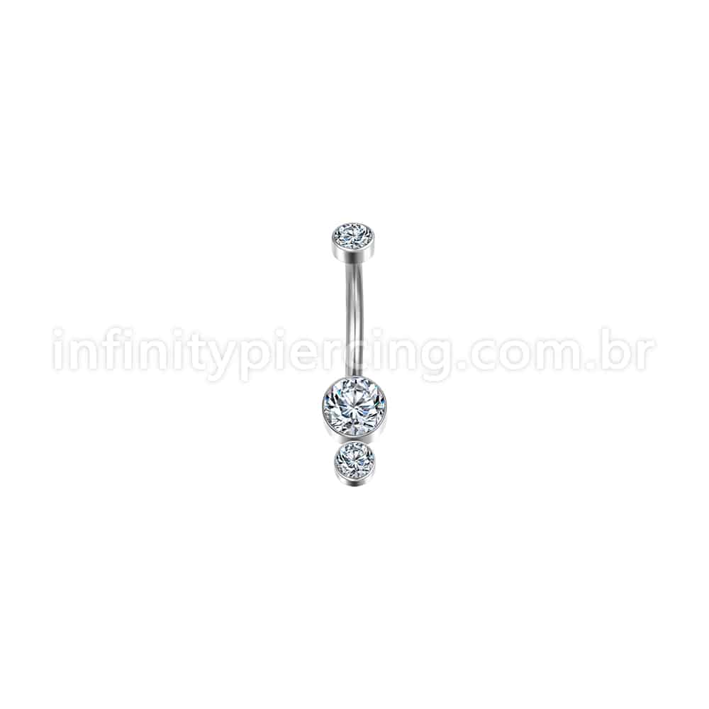 Piercing Banana Aço Cirúrgico 2 Zircônias