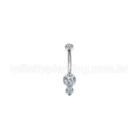 Piercing Banana Aço Cirúrgico 2 Zircônias