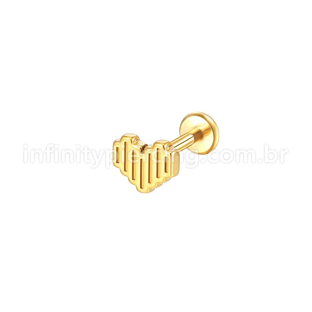Piercing Labret Aço Cirúrgico Coração Listrado