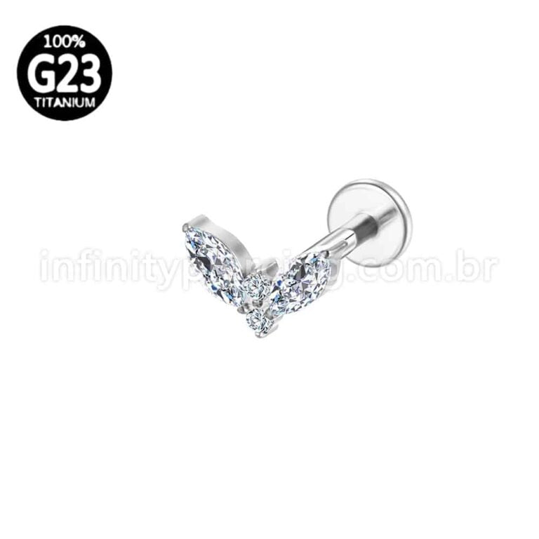 Piercing Labret Titânio Zircônia Cravejada