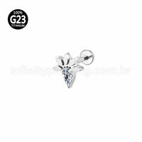 Piercing Labret Titânio Detalhes Gota Zircônia