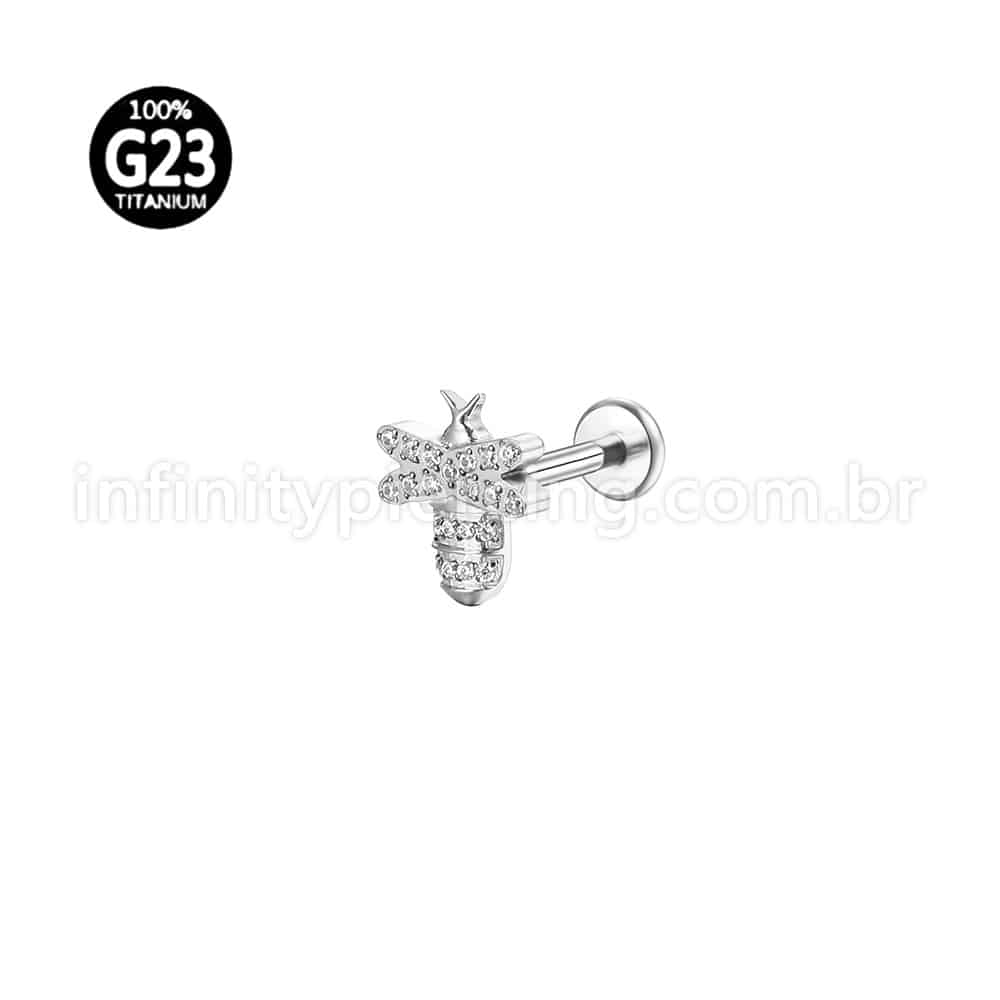 Piercing Labret Titânio Abelha Zircônia