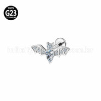 Piercing Labret Titânio Rosca Interna Morcego