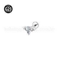 Piercing Labret Titânio Morcego Zircônia