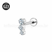 Piercing Labret Titânio Zircônia Cravejada