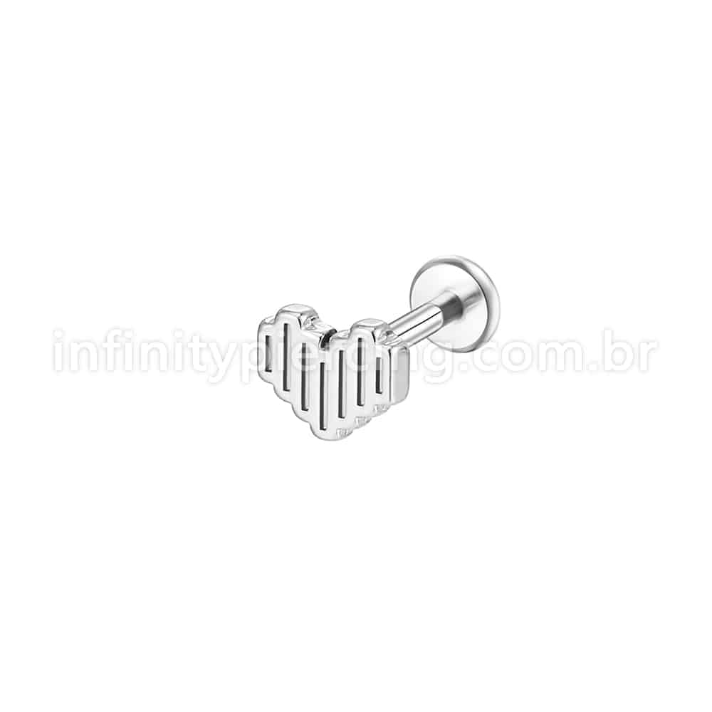 Piercing Labret Aço Cirúrgico Coração Listrado