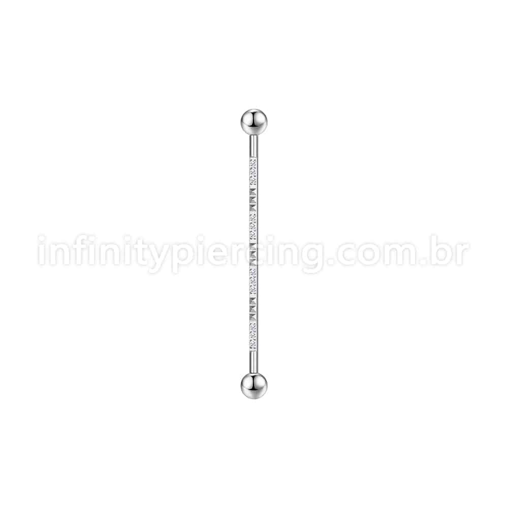 Piercing Transversal Aço Cirurgico Detalhes/Zircônia
