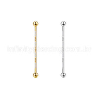 Piercing Transversal Aço Cirurgico Detalhes/Zircônia