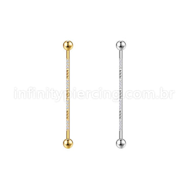 Piercing Transversal Aço Cirurgico Detalhes/Zircônia
