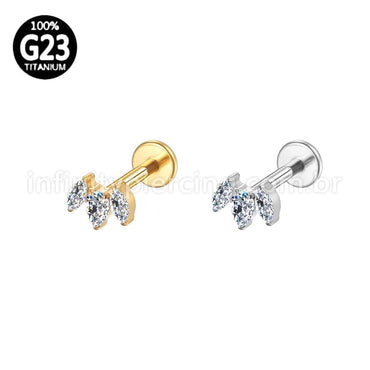 Piercing Labret Titânio 3 Zircônias