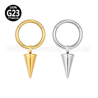 Piercing Argola Lisa Titânio Com Pingente Spike