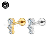 Piercing Labret Titânio Zircônia Cravejada