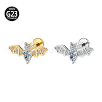 Piercing Labret Titânio Rosca Interna Morcego